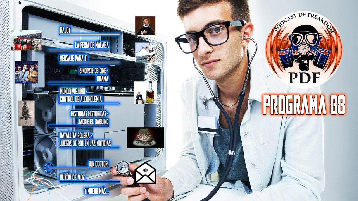 Hemos publicado el programa 88 del podcast de Freakdom.
-Intro
-Batallita Rolera: Juegos de rol en las noticias.
-Mundo Viejuno: Control de Alcoholemia.
-Sinopsis de cine 2: Drama
-Historias Históricas: Jackie el babuino
-Mensaje para ti
-La feria de Málaga
-Rajoy
-Buzón de voz