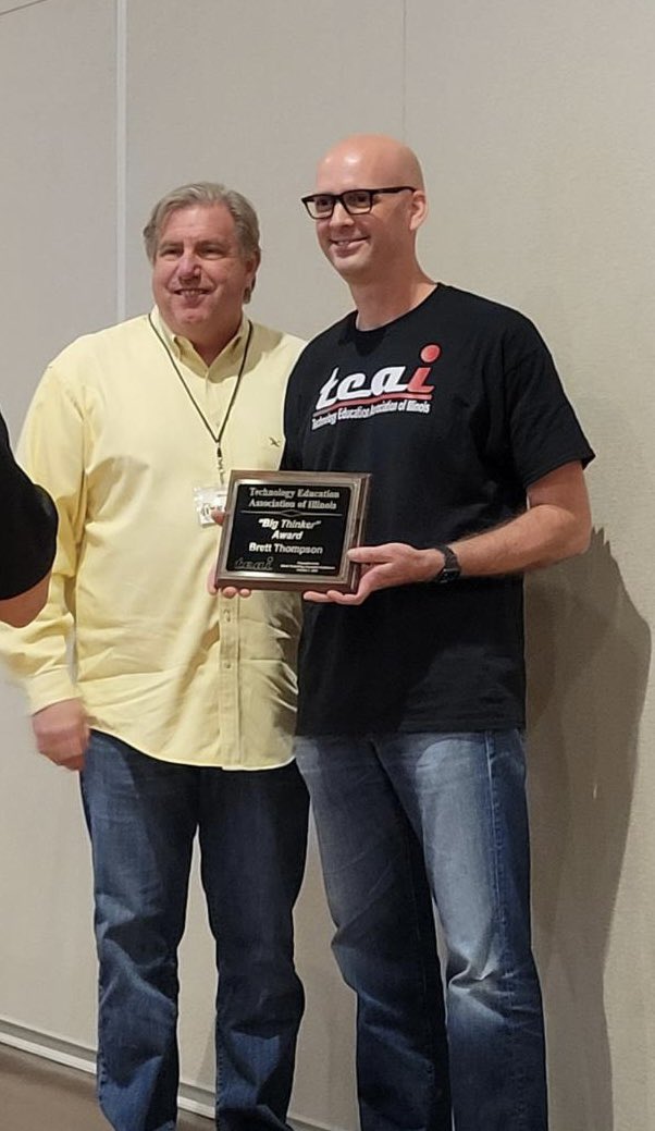 Another proud day for the Redhawks!  Congratulations to Wright King who was honored as the Teacher of the Year and to Brett Thompson who was honored with the “Big Thinker” award at the ITEC Conference today. #PartnersInGrowth