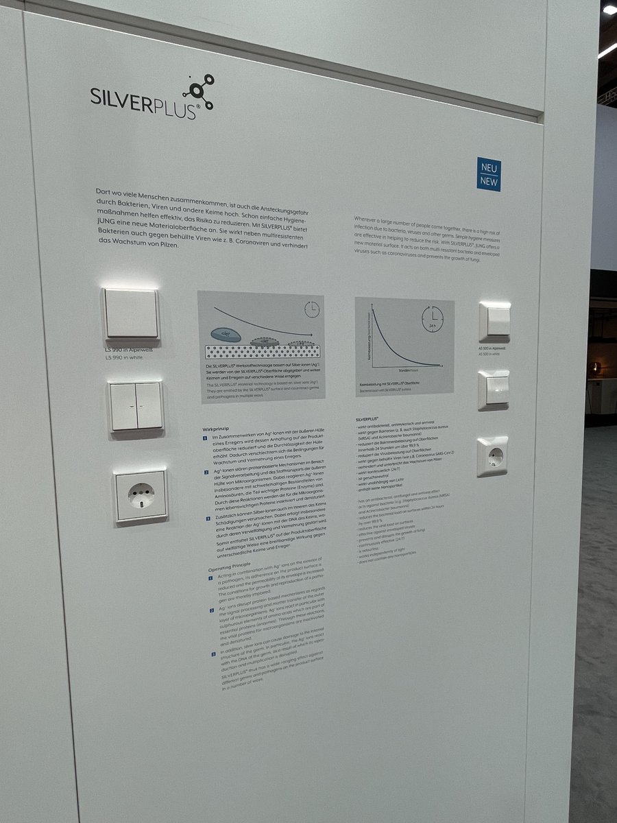 JUNGLONDON's tweet image. JUNG NEW ITEMS 

SILVERPLUS® is neither a paint nor a coating. This product of material technology does not wear off, cannot be washed out and does not deteriorate.

Read more here...jung-group.com/en-DE/Products…

#JUNG #AlbrechtJUNG #SILVERPLUS #JUNGnewitems