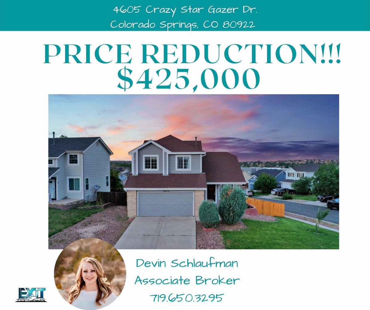 DevinSchlaufman's tweet photo. Check out the #PRICEREDUCTION on this adorable 3 bed 3 bath home in a great neighborhood!!!
#realestatewithdevin #callme #cospringsrealtor #icanhelpyoutoo https://t.co/kSvd64PRK4