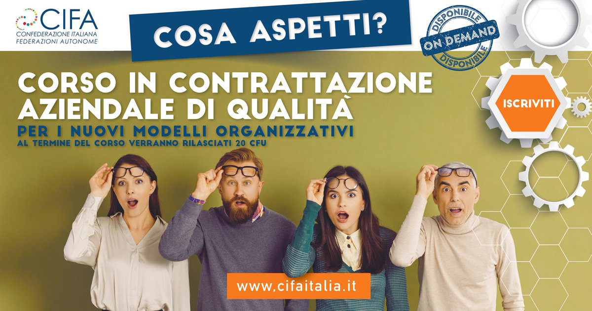 Iscriviti subito al 𝗖𝗼𝗿𝘀𝗼 𝗱𝗶 𝗳𝗼𝗿𝗺𝗮𝘇𝗶𝗼𝗻𝗲 𝗶𝗻 𝗖𝗼𝗻𝘁𝗿𝗮𝘁𝘁𝗮𝘇𝗶𝗼𝗻𝗲 𝗖𝗼𝗹𝗹𝗲𝘁𝘁𝗶𝘃𝗮 𝗔𝘇𝗶𝗲𝗻𝗱𝗮𝗹𝗲 𝗱𝗶 𝗤𝘂𝗮𝗹𝗶𝘁𝗮̀ di <a href="/CifaItalia/">CifaItalia</a>.
 ➡️ Clicca sul link per info e iscrizioni: cifaitalia.it/landing-page-e…