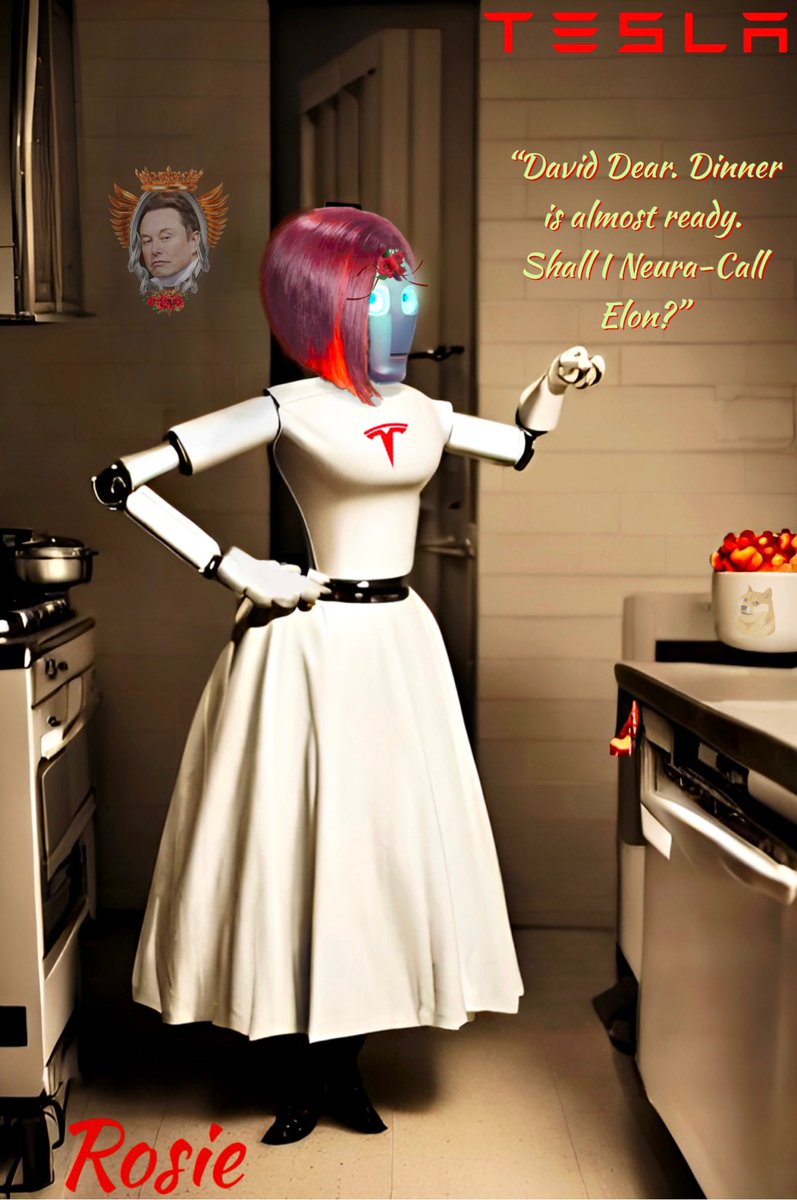 TeslaDarth's tweet photo. @oren_clyde @elonmusk You , my fren, are speaking of Rosie. ๐
#Tesla
#RosieBot
#TeslaRosie ๐น๐โค๏ธ https://t.co/b1HwqYqTA6