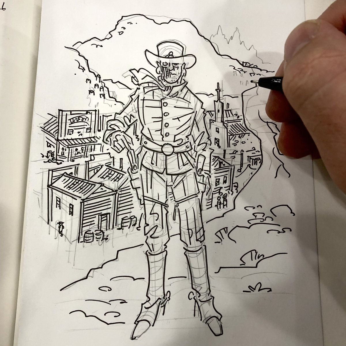 Working on a Jonah Hex commission at NYCC 