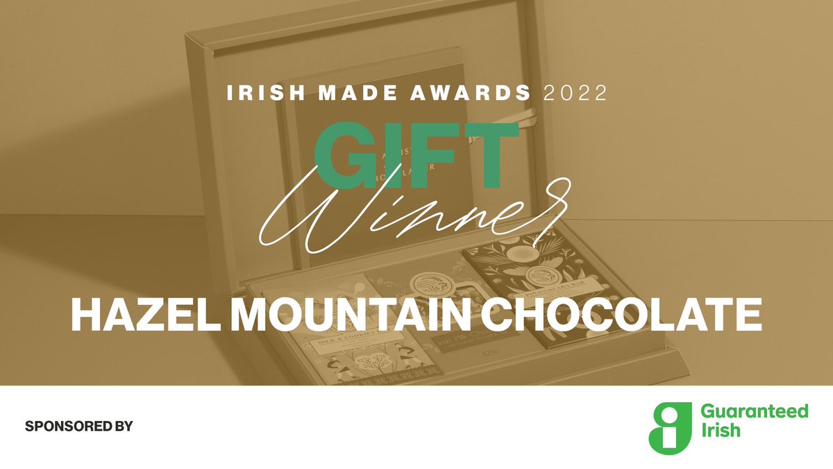 Irish Country Magazine (@irishcountrymag) on Twitter photo Congratulations to <a href="/HazelMountainCh/">HazelMountainChoc</a> who has won the Gifts category sponsored by <a href="/guaranteed_irl/">Guaranteed Irish</a> #IrishMadeAwards2022 Congratulations to <a href="/HazelMountainCh/">HazelMountainChoc</a> who has won the Gifts category sponsored by <a href="/guaranteed_irl/">Guaranteed Irish</a> #IrishMadeAwards2022