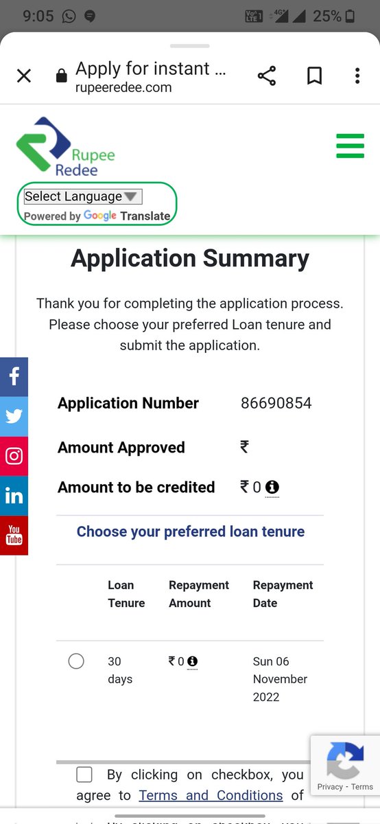 elava77's tweet photo. @RupeeRedee Guys i think there is some serious problem with your website and app. I can't apply for loan. I have attached screenshots of both website and app kindly take action asap. My registered mobile number is 9489125782. https://t.co/ZFRva28YEz