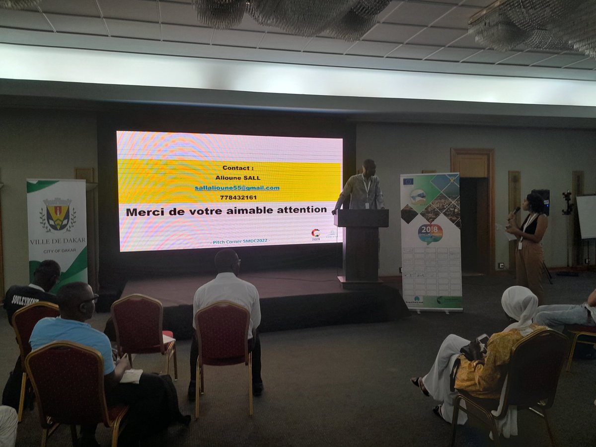 linosall55's tweet photo. 4eme sommet climate chance #Afrique 
Content d'avoir eu la chance de participer à la semaine de la mobilité durable et climat au king fahd place hotel.
Merci à @Dakclim et @ClimateChance pour cette activité de pitch corner.
@cetudsn @CODATU_org
#SMDC2022 https://t.co/xvcaeMwtI3
