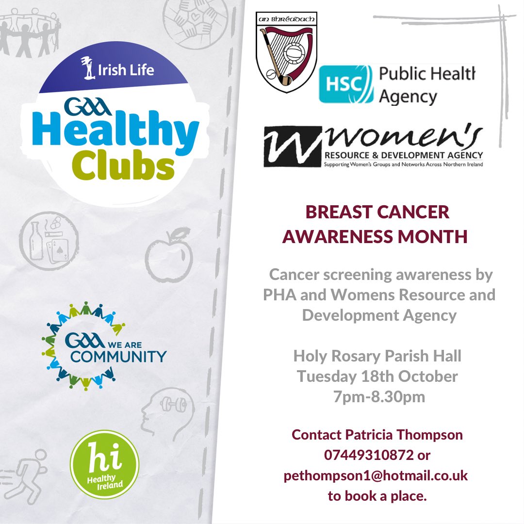 BredaghGAC1's tweet photo. October is breast cancer awareness month - learn why breast cancer prevention is critical!

Book yourself a space now!

👇👇👇 https://t.co/PdlaFz1Dqe