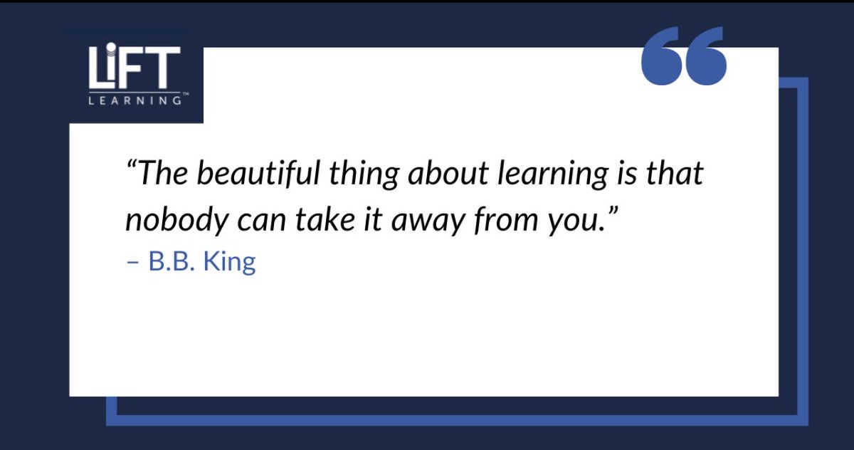 lift_learning's tweet photo. “The beautiful thing about learning is that nobody can take it away from you.” ― B.B. King
LiFT - project-based learning and skills assessment platform!
https://t.co/9MkqDAOsM4
#LiFTLearning #LearningManagement #LMS https://t.co/rnvJoqGD6B