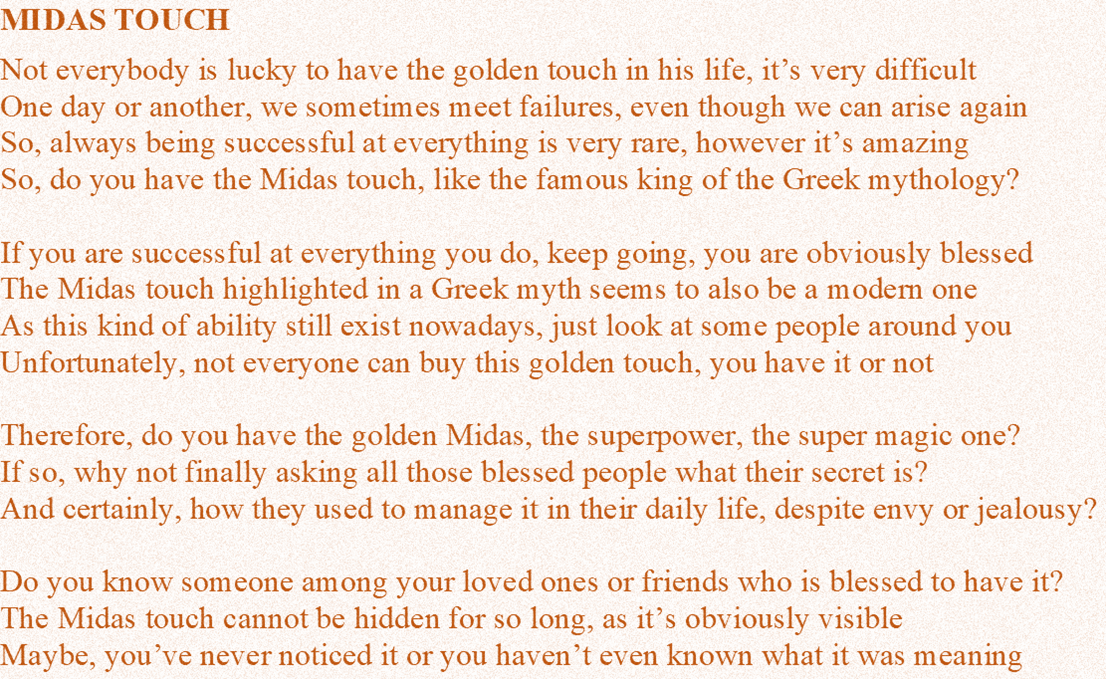scribaland's tweet photo. #Scribaland MIDAS TOUCH
Do you have it, the golden one,not the sadim touch?#read #MidasTouch #KingMidas #King #Midas #screenwriters #screenwriting #school #schools #BD #scriptwriter #scriptwriters #scriptwriting #sentence #sentences #selfeditor #selfedition #sing #singer #singers https://t.co/nUqsbVVV19