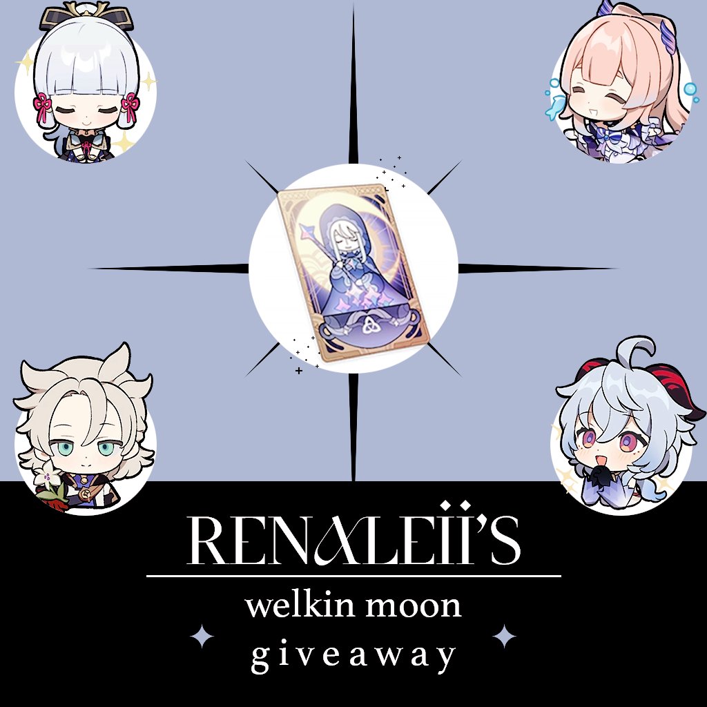 renaleii's tweet photo. —◈「 GENSHIN WELKIN MOON GIVEAWAY 」

• prize:
◈ 3 welkin moons
     ↳ 3 winners

• rules:
— rt + like
— must be following!

• info:
— all platforms!
— ends on 3.2 release
— via mhy top up

[ #genshinimpact #原神 ] https://t.co/THcl4I1ji9