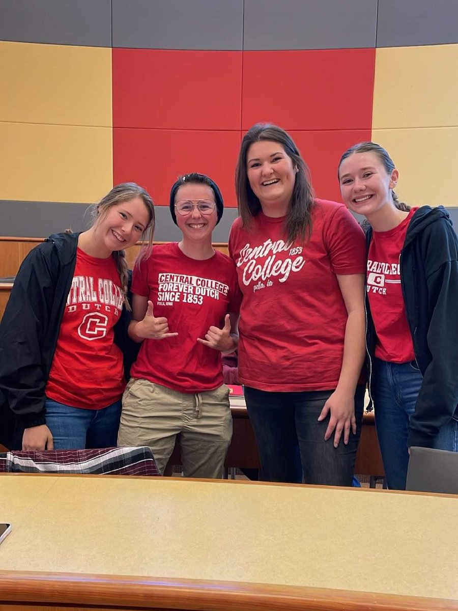 CentralCollege's tweet photo. It's Homecoming! 🎉❤️🤍 Professor Wackerly's organic chemistry class is decked out in Central red today. Let's see your gear! #CentralSpiritFriday #CUIHomecoming https://t.co/D3BWAS2kjX