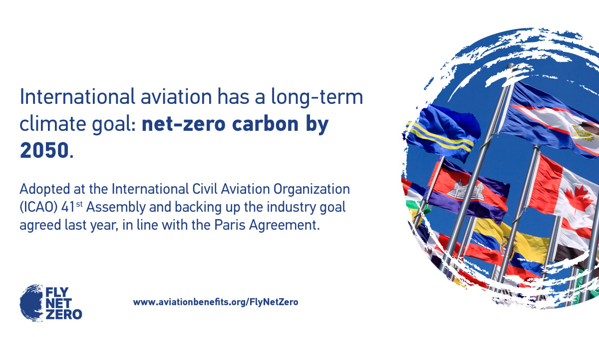 Big news from Montreal where the <a href="/icao/">ICAO</a> Assembly has just agreed a long-term climate goal for international aviation, so we can all work together to #FlyNetZero by 2050. #ICAOA41 Media release: atag.org/our-news/press…