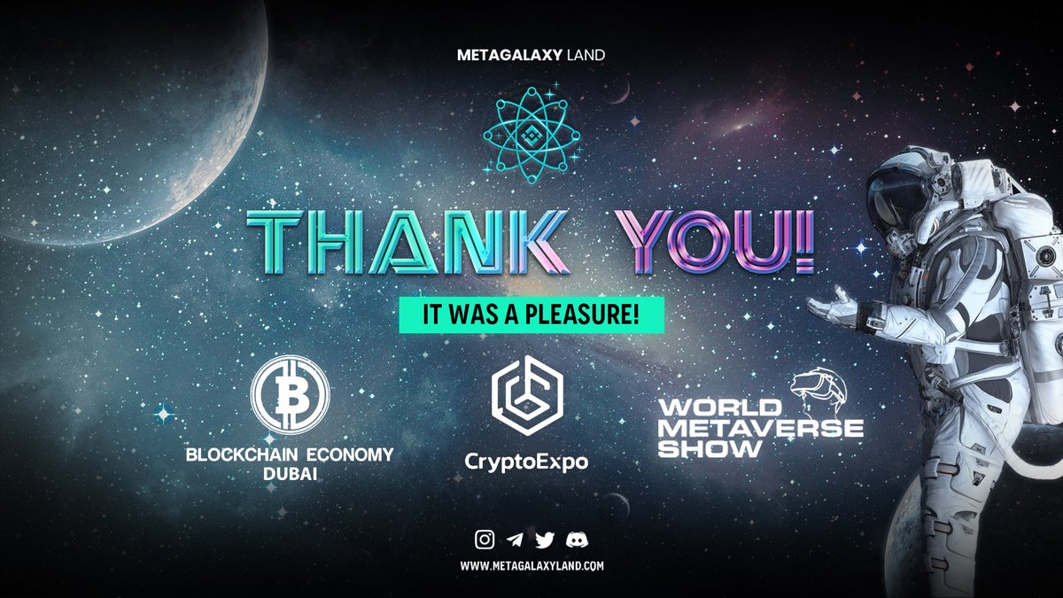 metagalaxyland's tweet photo. Happy Weekend!

Last week was terrific. We thank @BEconomy_HQ, @TheCryptoExpo , #WorldMetaverseShow for the phenomenal events. It was a pleasure to have such an experience. We appreciate the pleasant conversations and moments, and the people with whom we had those. https://t.co/NCcaL4FU22