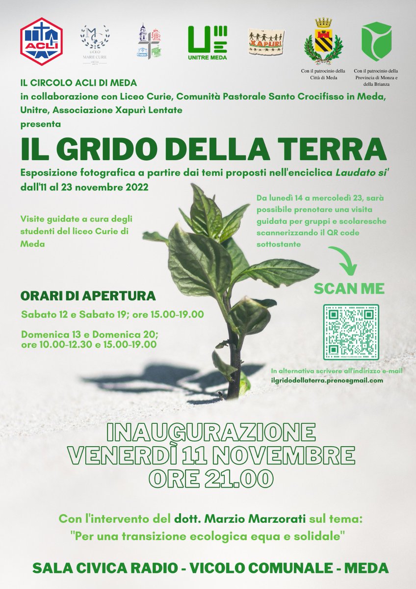 AcliMeda's tweet photo. Presto il grande evento della mostra "Il Grido della Terra" #aclimeda @ACLIMilanoeMB https://t.co/m6LMJv9Nix