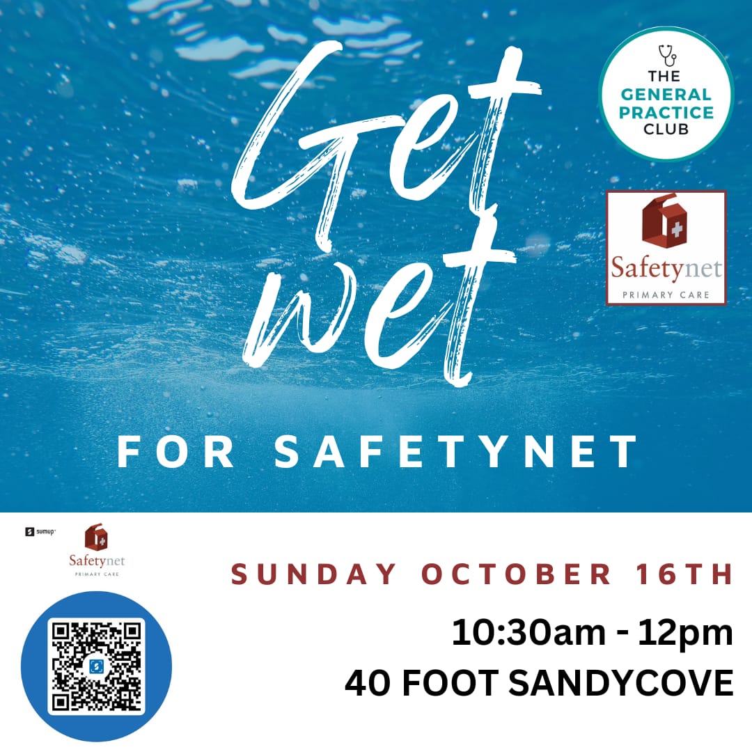 thegpclub_'s tweet photo. Make a splash of a difference at...
💦 GET WET FOR SAFETYNET 💦
on October 16th at 40ft! 

Support @SafetynetPC  's mission and join the flow towards a more inclusive healthcare system 💦😊

Come along, bring friends, DONATE at the QR code/link: https://t.co/CSrbDgG2mg https://t.co/FbTzhHbRXl