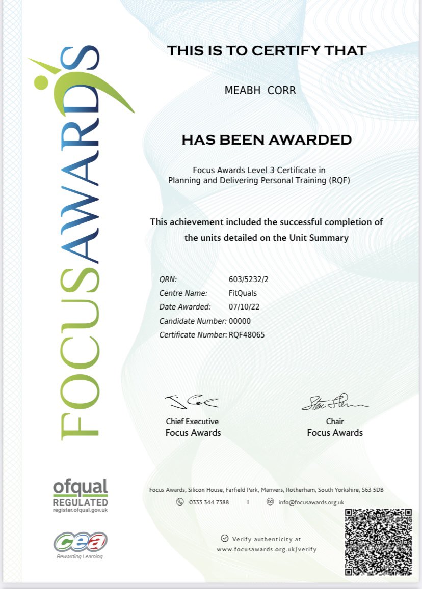 Méabh Corr, PhD (@meabhcorr1) on Twitter photo Delighted to complete this Personal Training course that I started last year during Covid. 
Another string added to the bow! #PersonalTrainer #Exercise 🏋️♀️💪🏻 Delighted to complete this Personal Training course that I started last year during Covid. 
Another string added to the bow! #PersonalTrainer #Exercise 🏋️♀️💪🏻