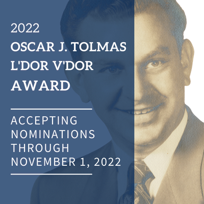 Nominate an unsung hero for the fourth annual <a href="/OJTolmasTrust/">O.J. Tolmas Trust</a> L'dor V'dor Award through November 1! - mailchi.mp/jewishnola/202…