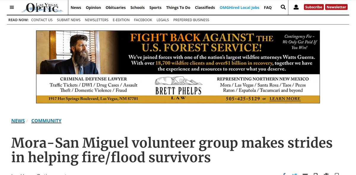 We are so very proud to be a part of the recovery process for those families in #newmexico who suffered from the #wildfires 
<a href="/GovMLG/">Governor Michelle Lujan Grisham</a> <a href="/FEMARegion6/">FEMA Region 6</a> @NewMexicoOAG @berncoda <a href="/norasack/">Nora Meyers Sackett</a> <a href="/krqelive/">KRQE Live</a> <a href="/fema/">FEMA</a> <a href="/SFNewsReporter/">Alex Emslie</a> 
*posted by: M. Paxton Patrick
lasvegasoptic.com/news/community…