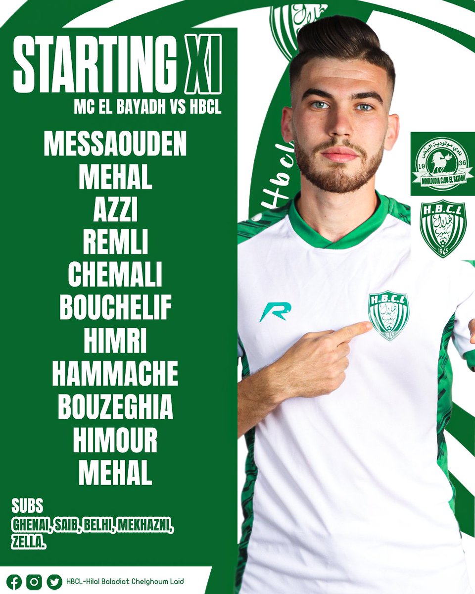 HilalChelghou's tweet photo. Line Up ⚪🟢
#Hbcl #ligue1 #FAF https://t.co/s9z6JU4qNI