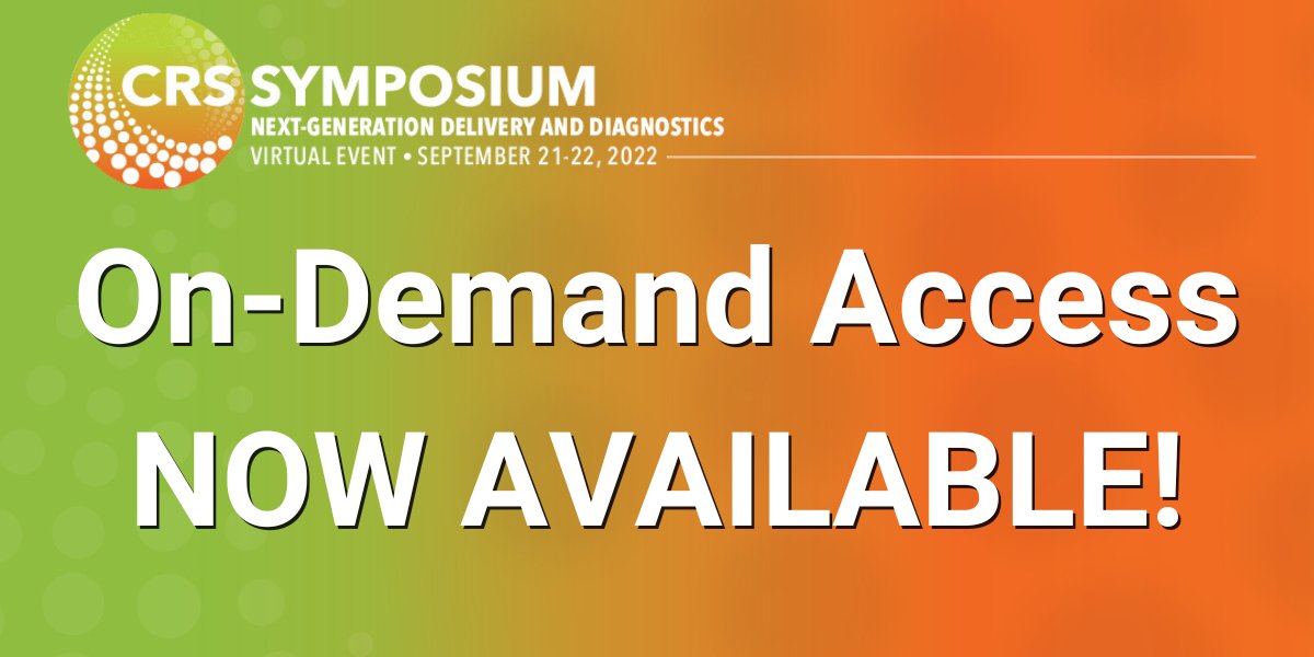 Couldn't join us for the #CRSSymposium on Next-Generation Delivery and Diagnostics? Purchase on-demand access! Register/learn more: ow.ly/QIcG50L4n0g