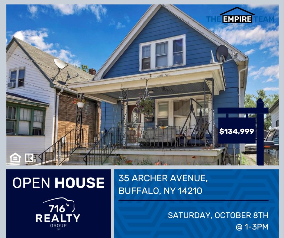 716RealtyGroup's tweet photo. 🚨OPEN HOUSE🚨
🏠35 Archer Avenue, Buffalo, NY 14210
💰$134,999
📆Saturday, October 8th
⏰1-3PM
.
.
.
#716RealtyGroupWNY #OpenHouse #BuywithUs https://t.co/nMkEUXpwcp