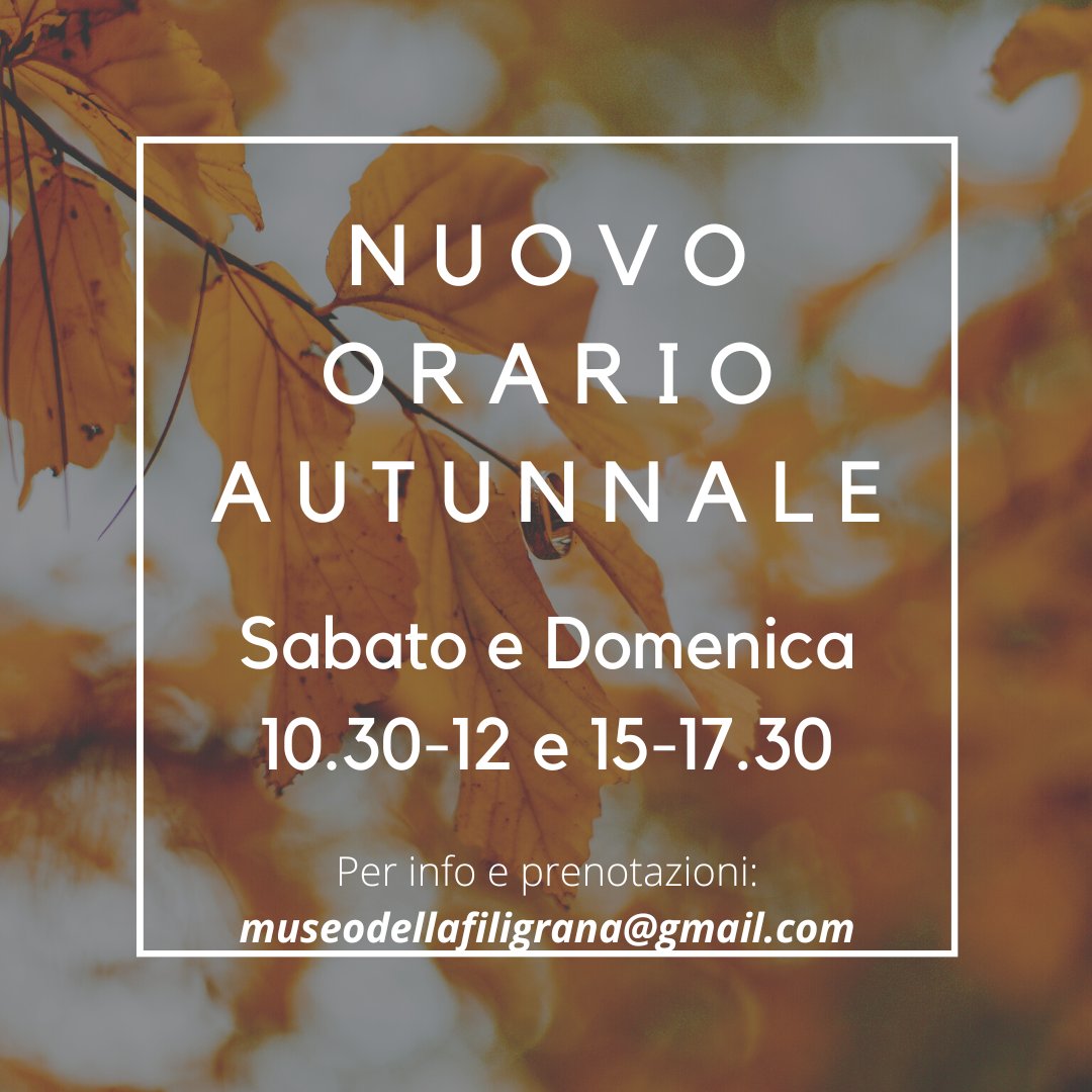 MuseoFiligrana's tweet photo. Da questo fine settimana NUOVO ORARIO! e una novità!
tutti i dettagli nel prossimo post! https://t.co/y9E67USdrA