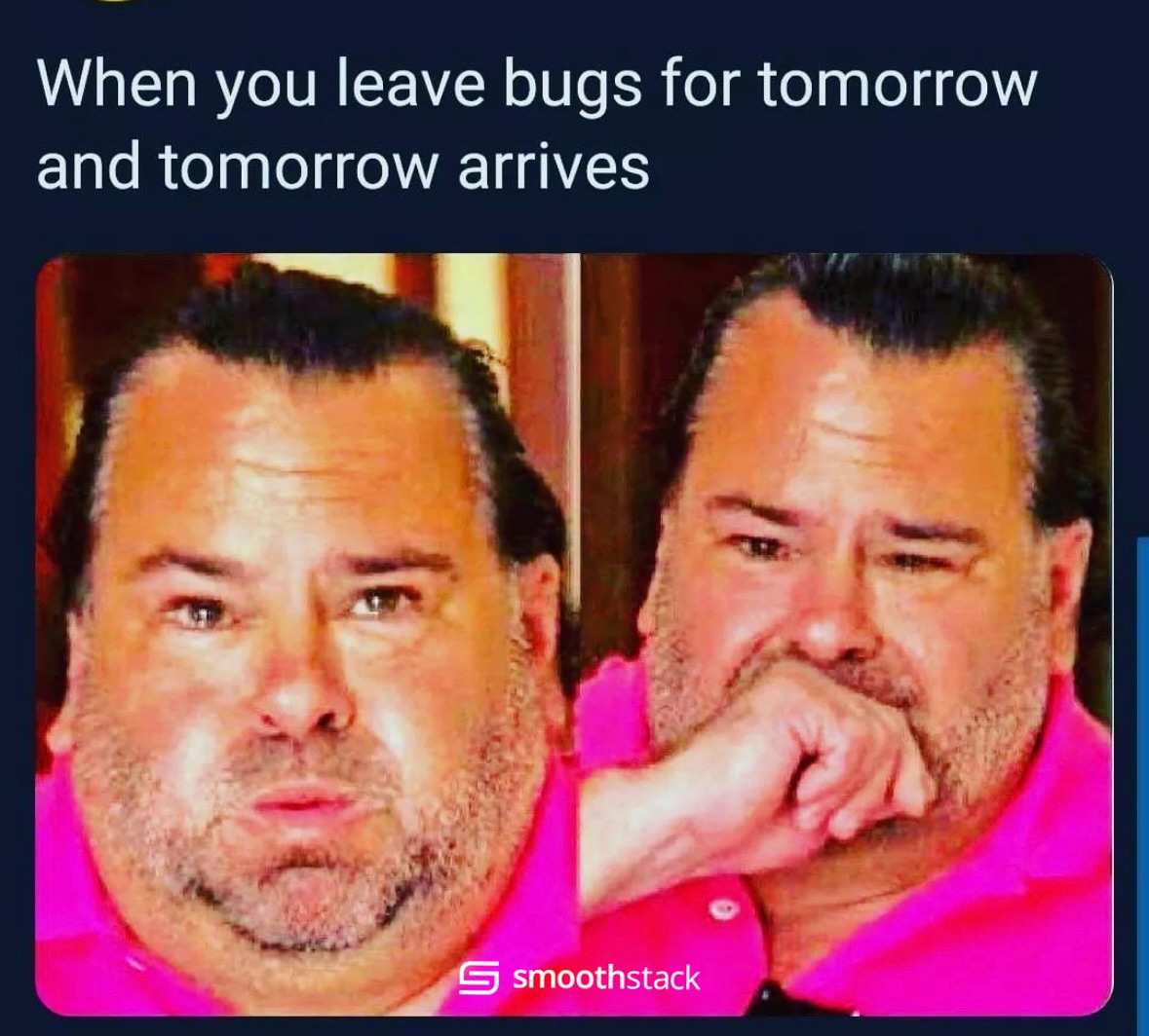 Smoothstack's tweet photo. Well… the good news is, it’s Friday 😅 Tag your coding friends 🎉
.
#smoothstack #softwareengineer #dev #codinglove #coding #developer #entryleveldeveloper https://t.co/TfAZqv2Ylh