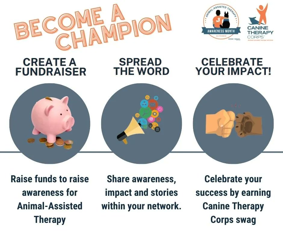 If you love dogs and believe in the power of the human-animal bond, we invite you to help Canine Therapy Corps  by creating a fundraiser.
Sign up at caninetherapycorps.org/live-laugh-lov… for fundraising option and/or tickets to the comedy night!

#animalassistedtherapymonth