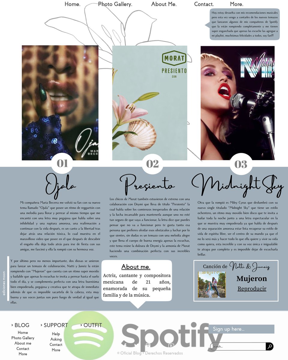 [🎶] . . . #OjalaxMariRP #PresientoM2 🌾 #MidnightSkyMCRP #MujeronJuneizXNatti

Hoy vuelvo con mis recomendaciones musicales, pero esta vez con las nuevas canciones de mis compañeros de Spotify que me tienen muy enganchada y que me encantaron muchísimo, son una joyitas.❤