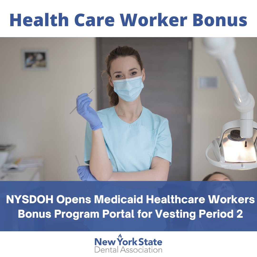 NYSDOH Opens Medicaid Healthcare Workers Bonus Program Portal for Vesting Period 2,  Vesting Period 2 is the timespan between April 1, 2022 and September 30, 2022. The HWB Program Portal will be open for submissions for a period of 30 days. Learn more at loom.ly/KFyHOZ8
