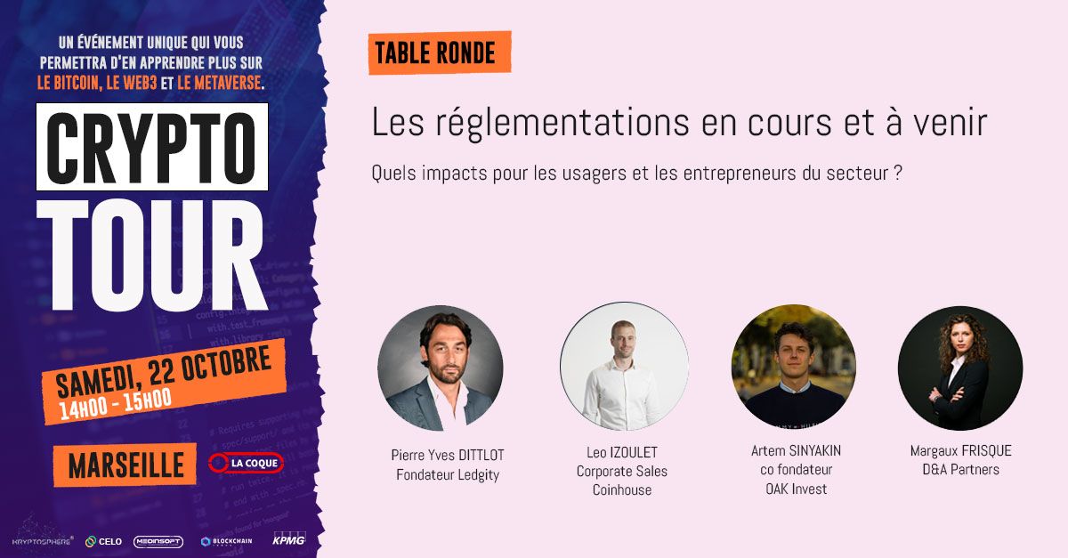 CryptoTour_KS's tweet photo. [Table ronde N°3] - Samedi 22 OCTOBRE 14H-15H : La réglementation en cour et à venir : Quel impact pour les usagers et les entrepreneurs du secteur ?

#blockchain #entrepreneurs #reglementation #MICA #PSAN https://t.co/Z7hZdLX16m
