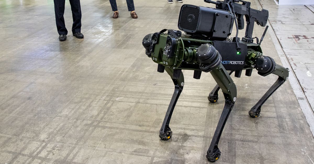 RobotShop's tweet photo. "We pledge that we will not weaponize our advanced-mobility general-purpose robots [...] and we will not support others to do so”, #BostonDynamics #AgilityRobotics #ANYbotics #Unitree #ClearpathRobotics #OpenRobotics https://t.co/Pesxet2Hqm  @verge https://t.co/OuGxXM1TPY