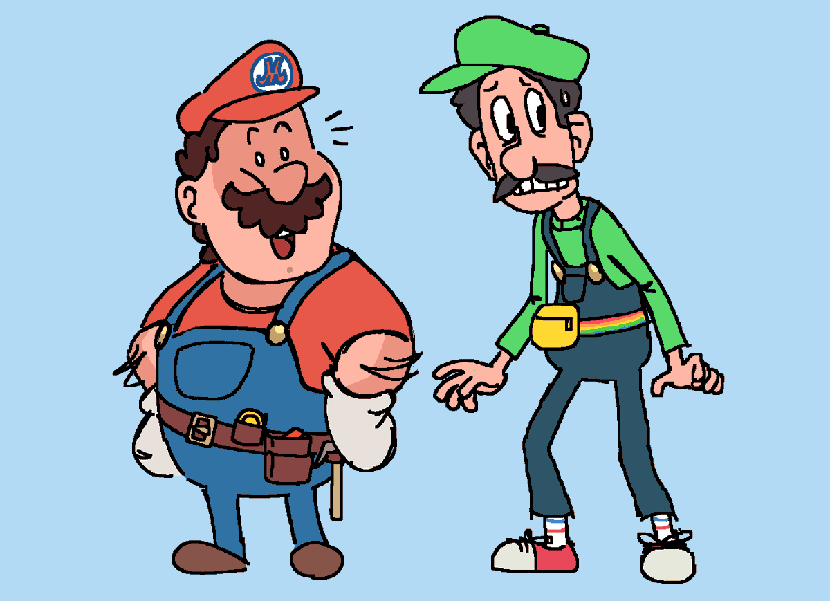 ルイージ ,マリオ 「nows as good a time as any for a #mario 」|mit | LOOKING FOR WORKのイラスト