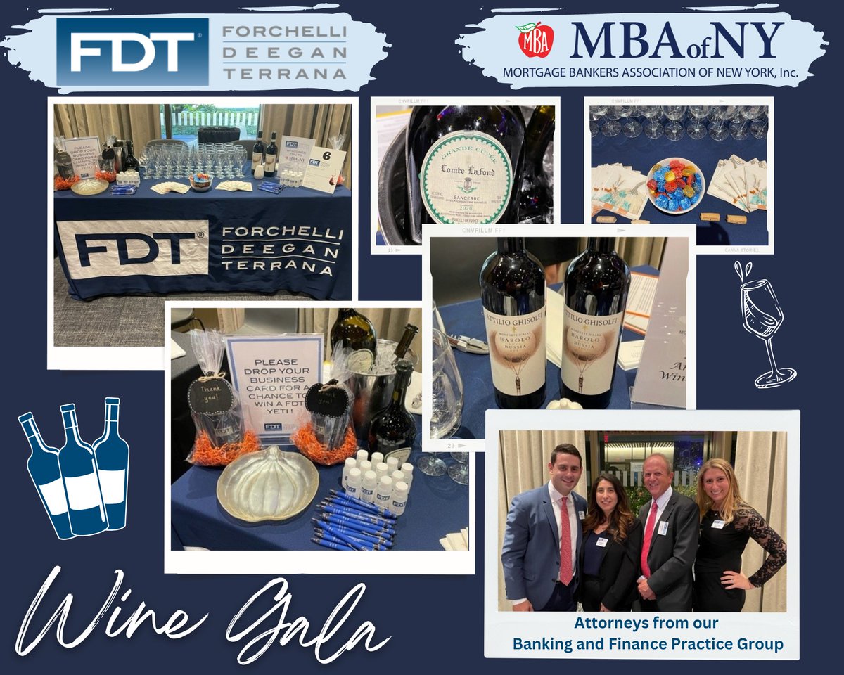 Forchelli_Law's tweet photo. Forchelli Deegan Terrana LLP proudly sponsored the @MBAofNY Annual Wine Gala. The attorneys from our Banking &amp; Finance practice attended last night’s event, which included networking, delicious food and fine wines enjoyed at each sponsor’s table.  #MBAofNYWineGala #FirmAdvantage https://t.co/EFYLr6VAag