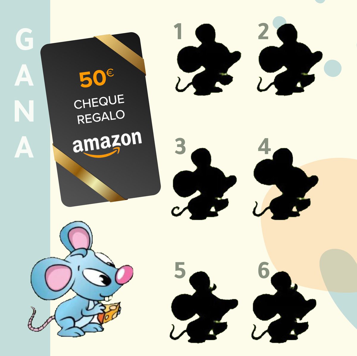 🔴 NUEVO CONCURSO 🔴
▶▶¿Cuál es la sombra que se corresponde con el ratón del dibujo? 🧐 
Haz retuit 🔃 en la publicación, responde correctamente y... ¡GANA 50€ en AMAZON!
Tienes hasta el 17 de octubre para participar