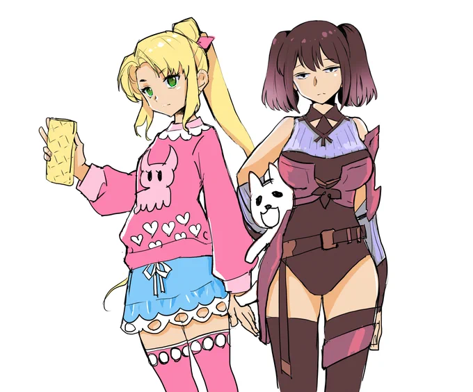 チート付与魔術師のヒロインのリリィ(私服)とマーガレットwithどんぐり 