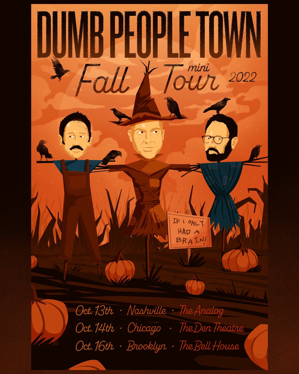 One week til we start this wonderful autumn Dumb run! Nashville (10/13), Chicago (10/14), & New York (10/16) fans, we’re coming your way with dumb stories you’ve sent, plus guests Dusty Slay, Greg Fitzsimmons, Andrew Dismukes, and Roy Wood Jr.! Tickets at danielvankirk.com/live-shows/