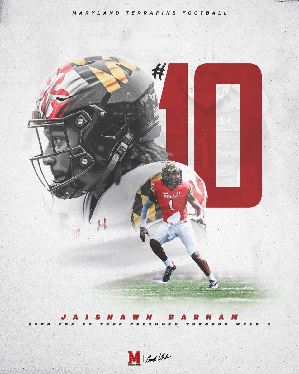 TerpsFootball's tweet photo. Among the best true freshmen in the country

@JaishawnBarham is a star. #TBIA https://t.co/X2MlF60UGn