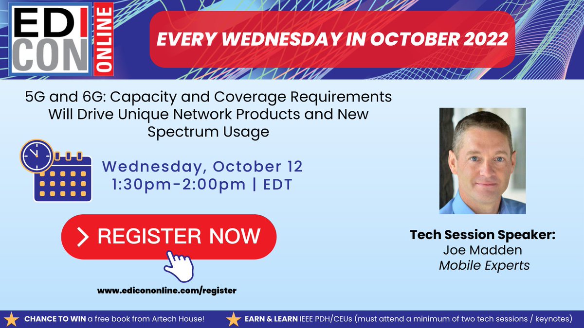 Don't miss Joe Madden on 5G and 6G this upcoming Wednesday--register now! event.on24.com/wcc/r/3874671/…

#5G #6G