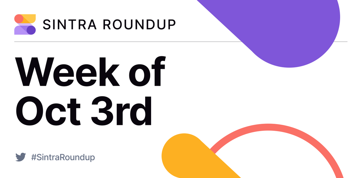 sintraHQ's tweet photo. Yep, we're back with another ICYMI on all things NFTs and Web3 this glorious week starting October 3rd. 

Here's a 🧵 on what's what in the world of probably nothing.

#SintraRoundup #nftnews #probablynothing https://t.co/o90PwvQL1C