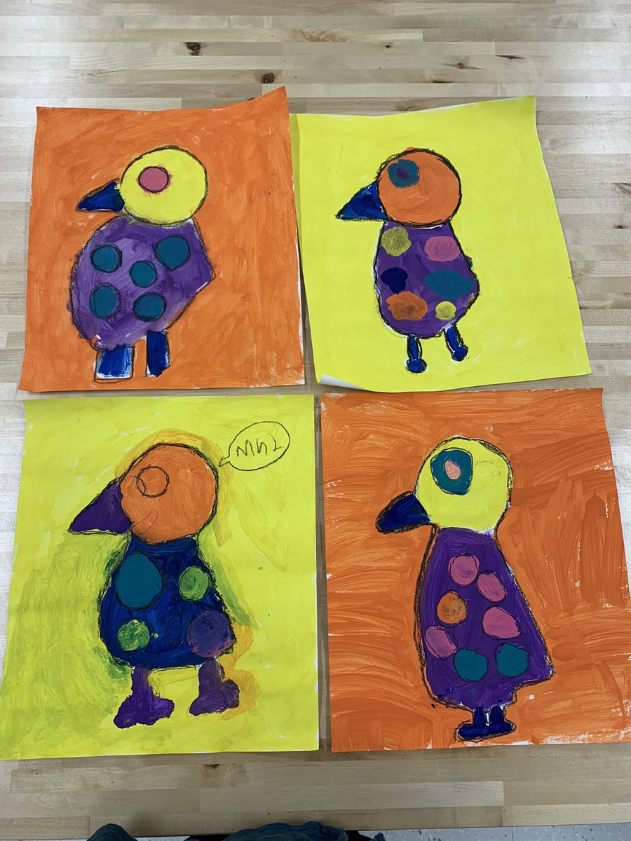 MrsPatzold_BCPS's tweet photo. Second grade students had fun using warm and cool colors to paint their birds, but they loved making their own artistic decisions when adding the finishing details! https://t.co/2XgEdSzNlJ