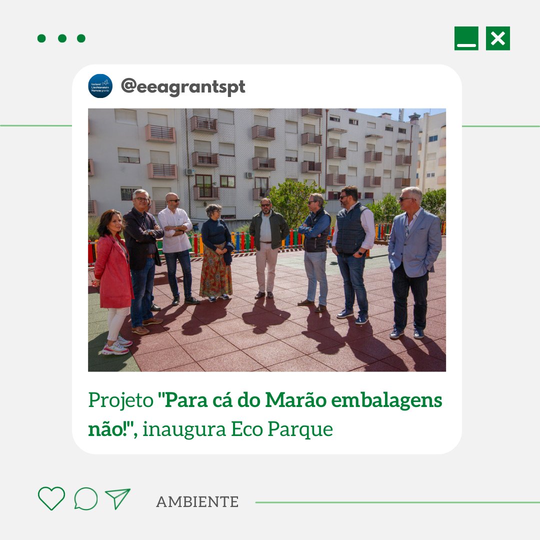 EEAGrantsPT's tweet photo. No âmbito do projeto “Para cá do Marão embalagens não!” foi inaugurado um Eco-Parque Infantil na Quinta das Hortas, Vila Real. O parque, que possui cerca de 80% da sua constituição em material reciclado, está ao dispor de todos(as) os(as) munícipes ♻️
#eeagrants #programaambiente https://t.co/BoIlCncJxK