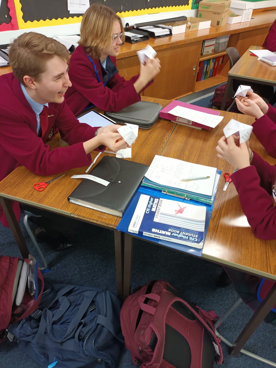 HCScot_Maths's tweet photo. Higher Maths revising Exact Values using paper fortune tellers. Hopefully they come out their pockets over the weekend when they are learning the exact values. #HamiltonMaths #HigherMathsisFun #HamiltonWisdom #HamiltonInnovation https://t.co/EDMxUWpSDv