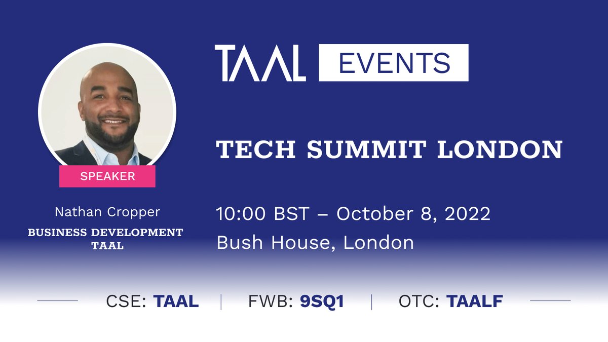 TAAL Business Development Associate Nathan Cropper will join a panel at the Tech Summit London, Saturday October 8th. Secure your spot here: hubs.la/Q01pdvtC0