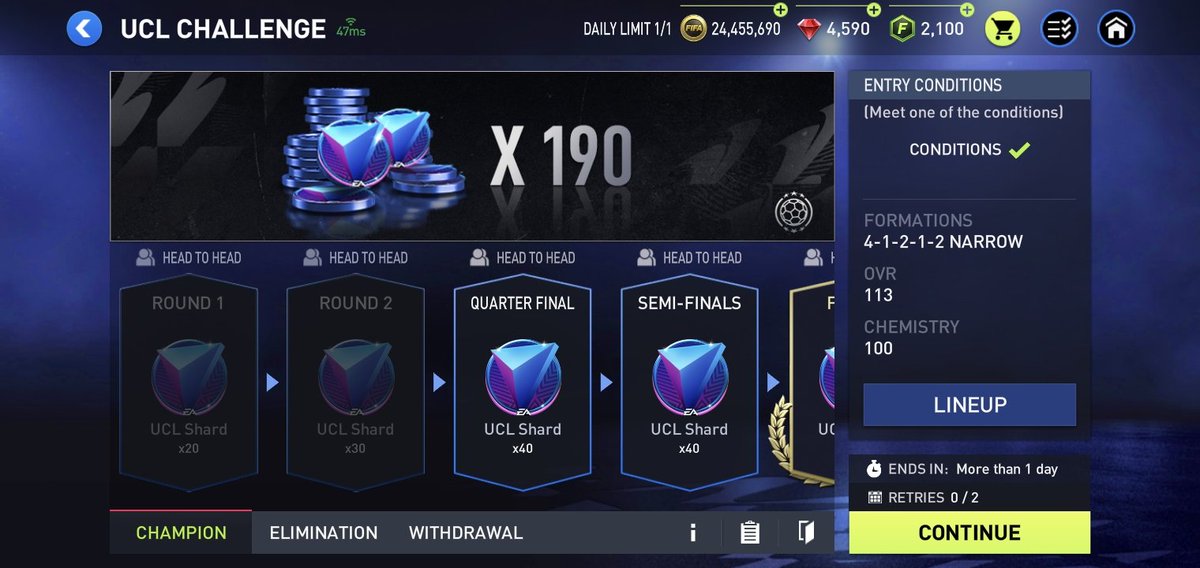 zenputras's tweet photo. @FIFAMobileForum Already win twice, but not completed yet. https://t.co/n3vItsx8fE