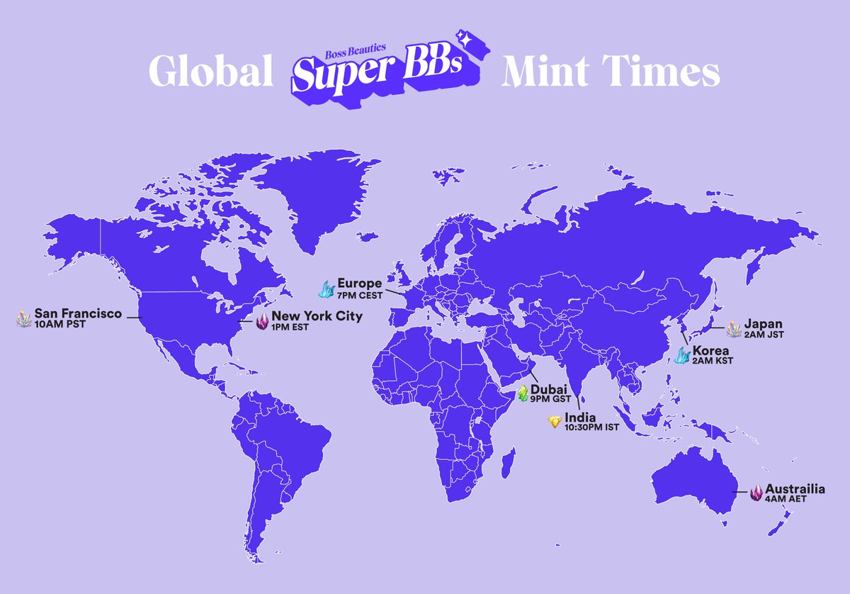 We recognise our amazing BB community is all over the world so check the mint time for the timezone that you're based and set those alarms ✨💫