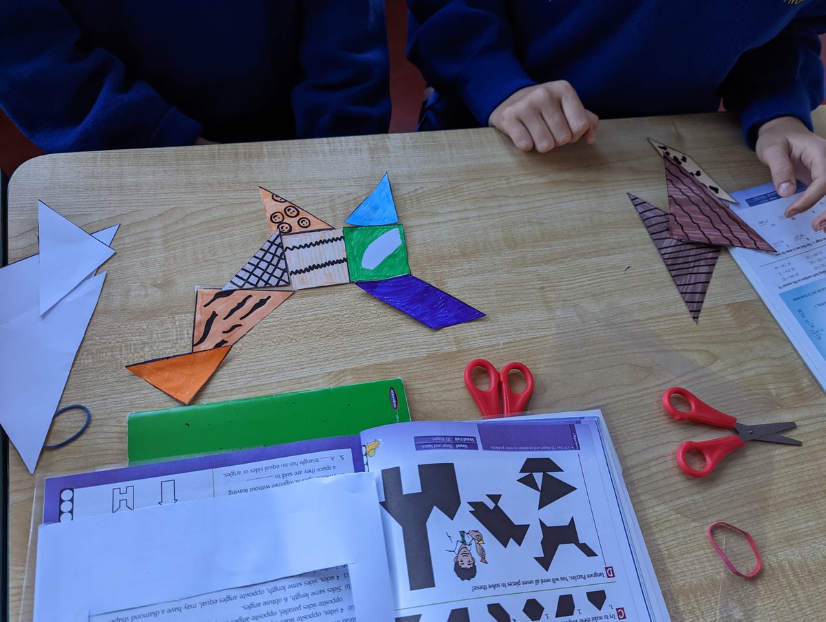 snpballyroan's tweet photo. Our 5th class pupils have been busy this week exploring and creating their own tangrams using 2D shapes! #getcreative #shapeandspace #handson #discoverylearning https://t.co/uSgEaNwB2x
