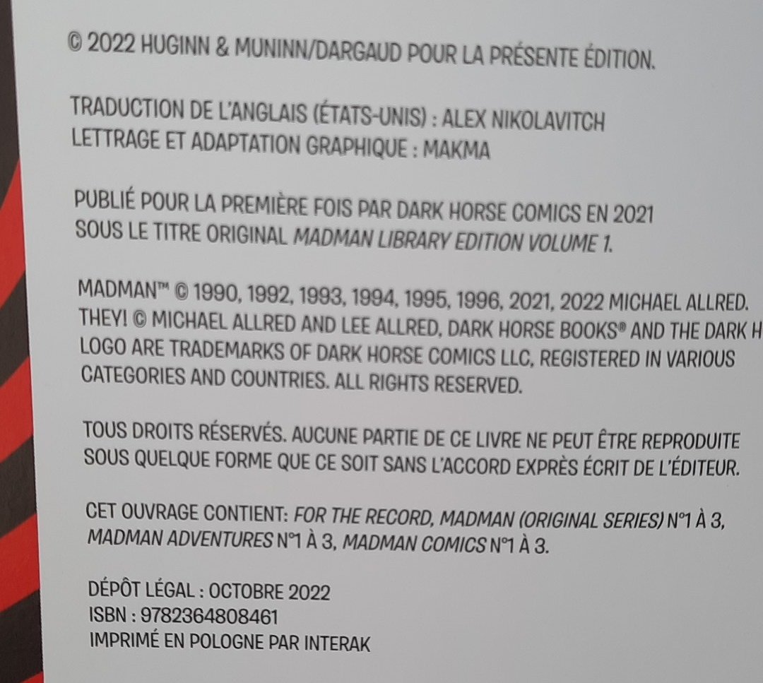Pessimiesque's tweet photo. @HUGINNMUNINNOFF Bonjour, pourquoi est-il marqué que ce volume contient 3 numéros de madman comics et dans le sommaire seulement 2 ?
Bonne journée https://t.co/uXducB9sxG