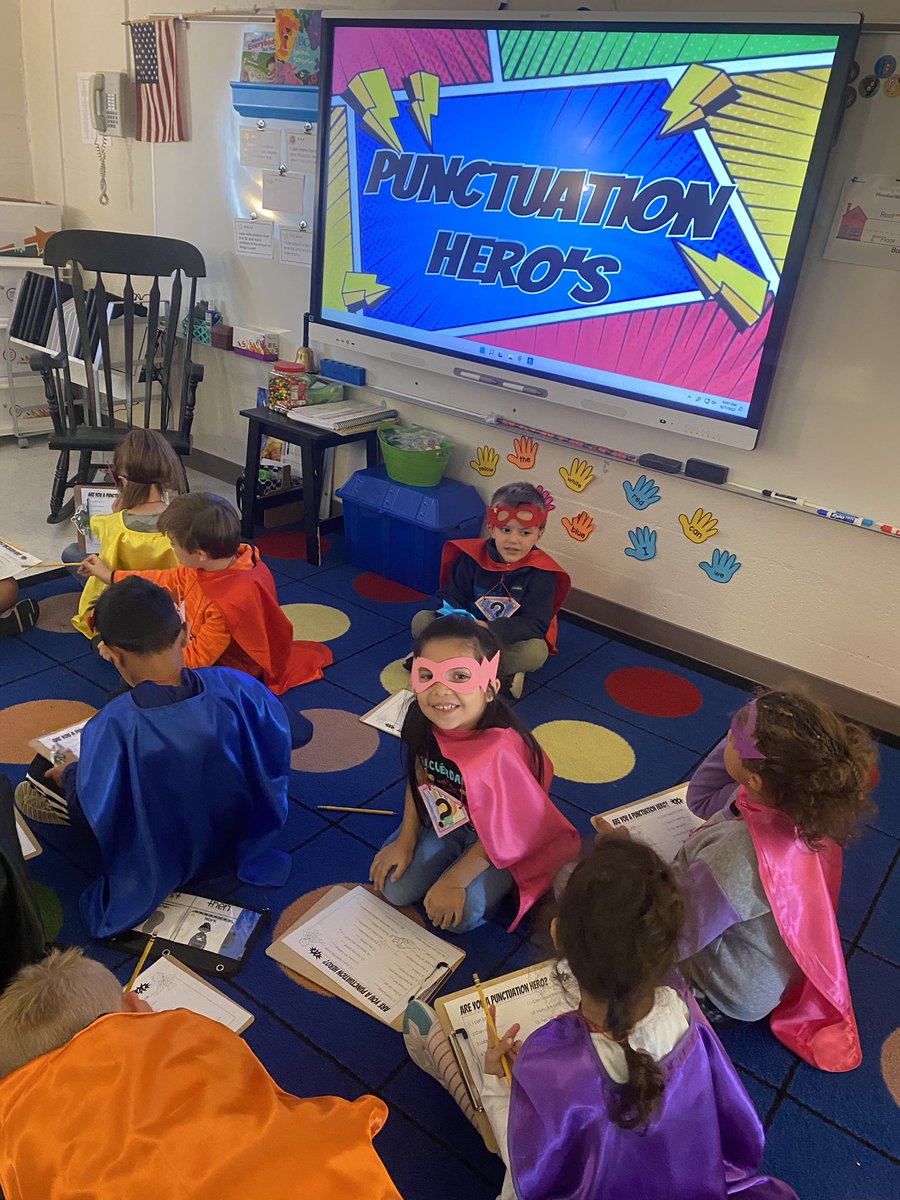 Kindergarten classes had a Punctuation Party today as part of their writing curriculum!!! PARTY at the PARK!!