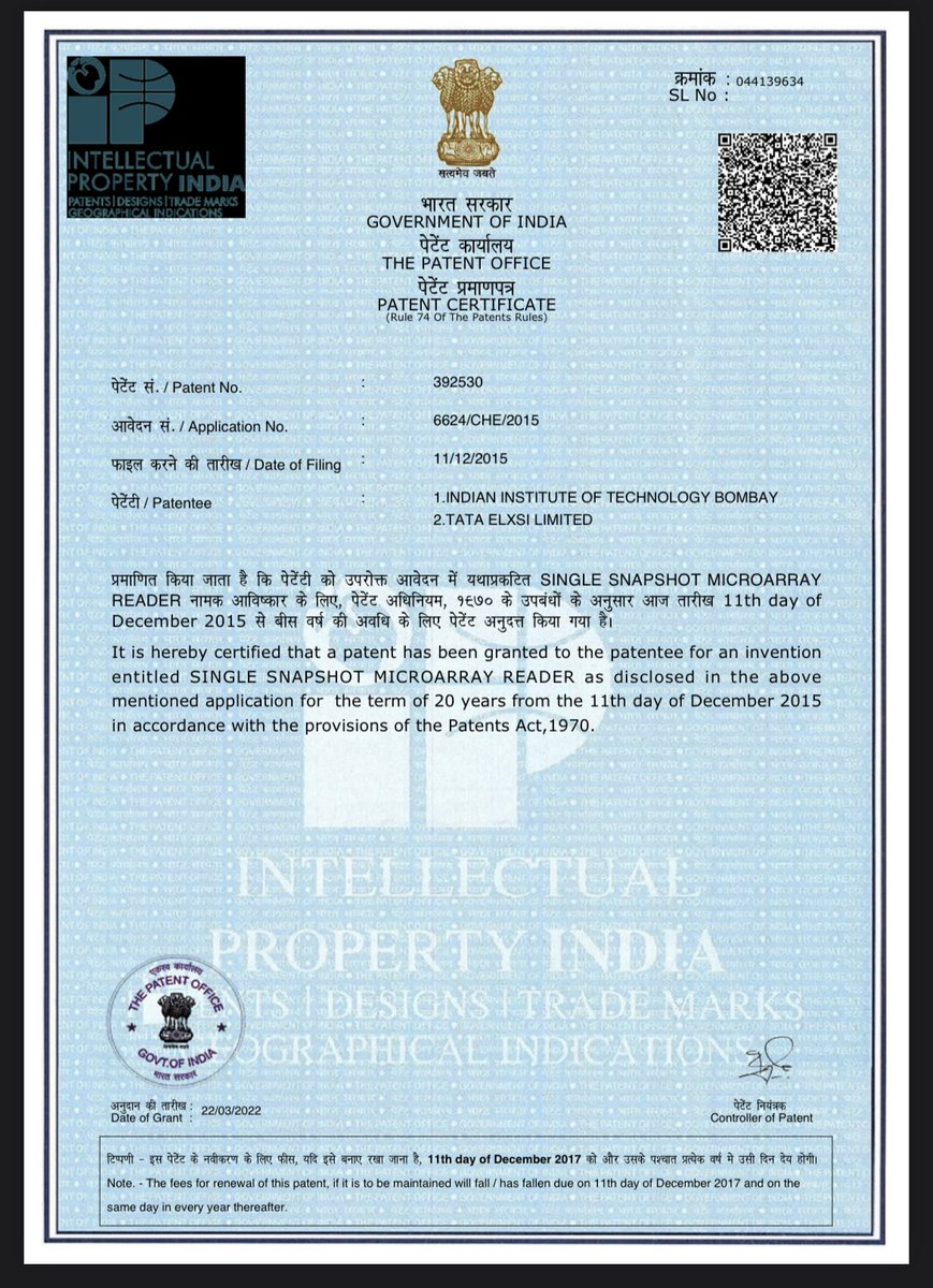 ASHUTOS10023714's tweet photo. I am very excited to share our patent on DNA microarray scanner developed as a part of my Masters thesis. About the technology: This a low-cost scanner used to scan the DNA slides in one go which helps expedite the scanning process #DNAscan #IITBombay #TataElxsi https://t.co/QuSLQkbCZt